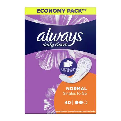 Always Daily Liners Comfort Protect Individually Wrapped White 40 count